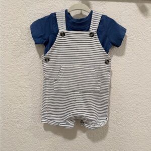 Carter's Navy and White Striped Overalls & T-shirt